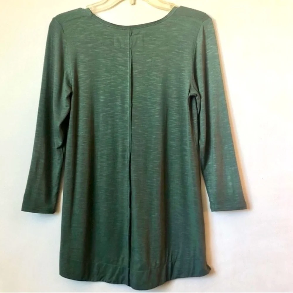 NWT Anthropologie Pure Good Moss Green Satin Trim Silk Feel Top XS Will fit S - Picture 3 of 12
